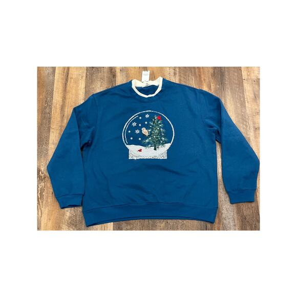 Margaux & Lexi NWT mockneck snowglobe embellished sweatshirt XL - Picture 1 of 11